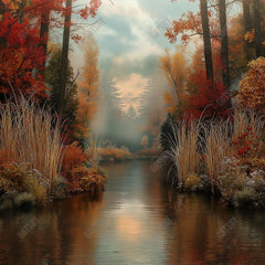 Gatsby Autumn Forest Pond Photography Backdrop Gbsx-01223