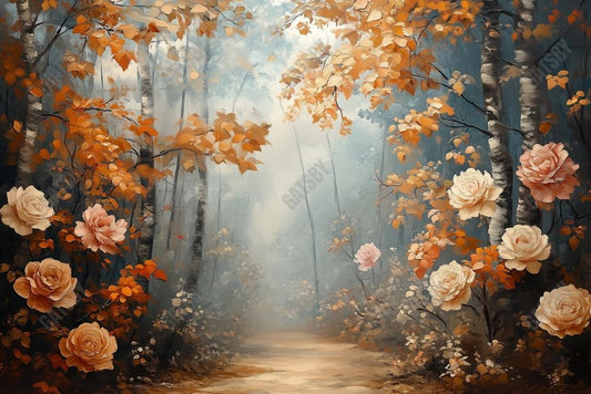 Gatsby Autumn Forest Rose Path Photography Backdrop Gbsx-01183