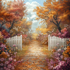 Gatsby Autumn Garden Fence Pathway Photography Backdrop Gbsx-01161