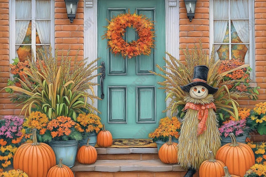 Gatsby Autumn Teal Porch  Door Photography Backdrop Gbsx-01170