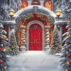 Gatsby Christmas Arched Porch Photography Backdrop Gbsx-01155