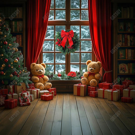 Gatsby Christmas Bears Room Window Photography Backdrop Gbsx-01079