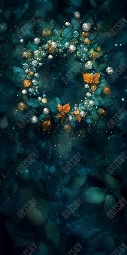 Gatsby Christmas Blue Merry Wreath Celebration  Photography Backdrop Gbsx-01211