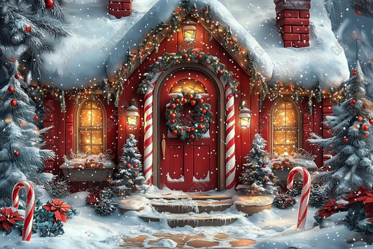 Gatsby Christmas Cottage House Photography Backdrop Gbsx-01154