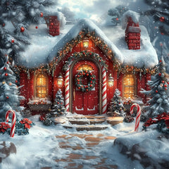 Gatsby Christmas Cottage House Photography Backdrop Gbsx-01154