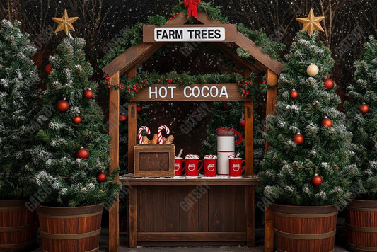 Gatsby Christmas Hot Cocoa Tree Farm Photography Backdrop Gbsx-01094