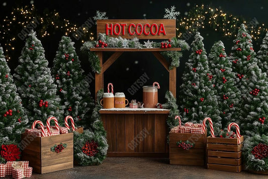 Gatsby Christmas Hot Cocoa Tree Farm Photography Backdrop Gbsx-01095
