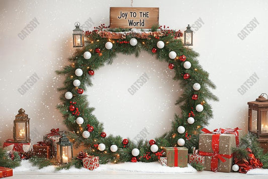 Gatsby Christmas Joy To The World Wreath Photography Backdrop Gbsx-01113