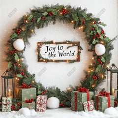 Gatsby Christmas Joy To The World Wreath Photography Backdrop Gbsx-01114