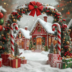Gatsby Christmas North Pole Village Candy Cane Arch Photography Backdrop Gbsx-01121