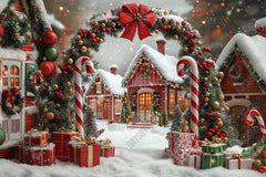 Gatsby Christmas North Pole Village Candy Cane Arch Photography Backdrop Gbsx-01121
