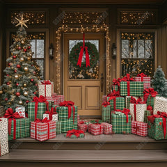 Gatsby Christmas Wooden Door Big Gift Box Photography Backdrop Gbsx-01185