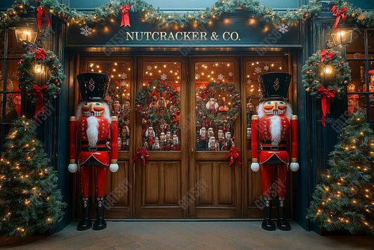 Gatsby Christmas Wooden Nutcracker Storefront Photography Backdrop Gbsx-01142