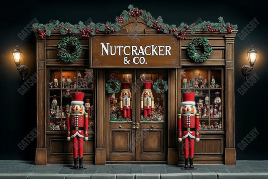 Gatsby Christmas Wooden Nutcracker Storefront Photography Backdrop Gbsx-01143
