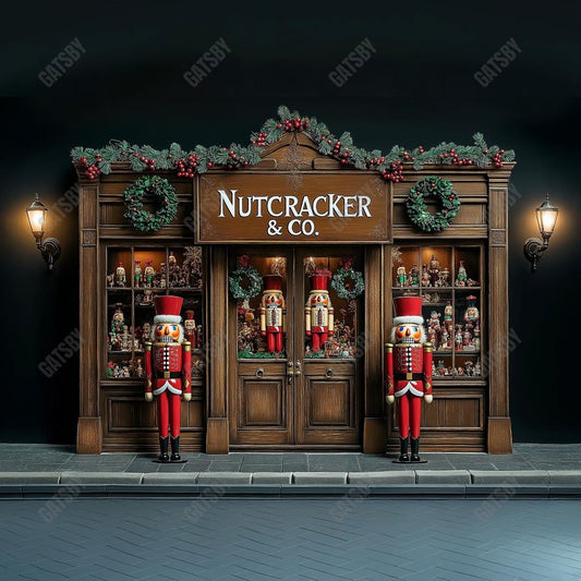 Gatsby Christmas Wooden Nutcracker Storefront Photography Backdrop Gbsx-01143