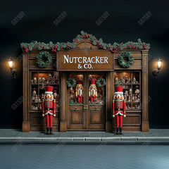 Gatsby Christmas Wooden Nutcracker Storefront Photography Backdrop Gbsx-01143