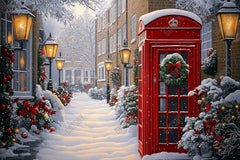 Gatsby Chritmas Telephone Booth Street Photography Backdrop Gbsx-01122