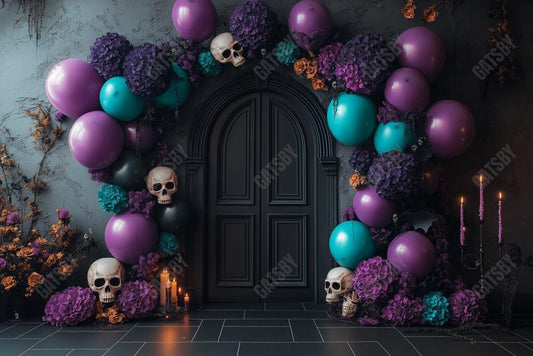 Gatsby Day Of The Dead Floral Arched Door Photography Backdrop Gbsx-01156