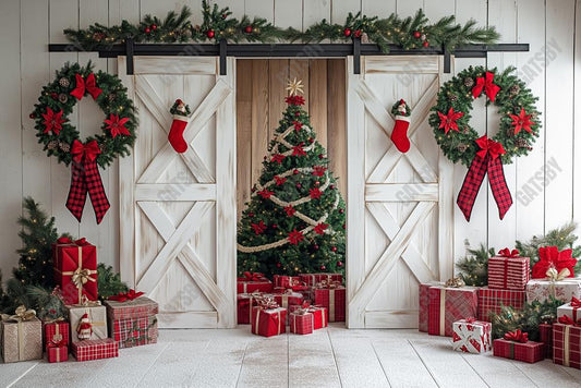 Gatsby Festival Christmas Barn Door Photography Backdrop Gbsx-01135