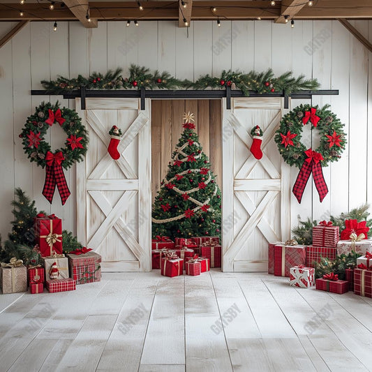 Gatsby Festival Christmas Barn Door Photography Backdrop Gbsx-01135