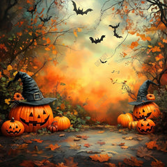 Gatsby Halloween Forest Witch Pumpkin Photography Backdrop Gbsx-01181