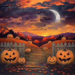 Gatsby Halloween Night Fence Path Photography Backdrop Gbsx-01173