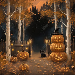 Gatsby Halloween Night Forest Pumpkin Path Photography Backdrop Gbsx-01204