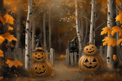Gatsby Halloween Night Forest Pumpkin Path Photography Backdrop Gbsx-01205