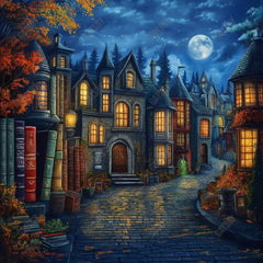 Gatsby Halloween Village Of Books Night Photography Backdrop Gbsx-01160