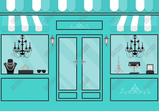Gatsby Jewelry Boutique Storefront Photography Backdrop Gbsx-01086