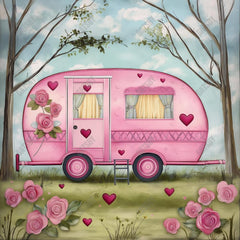 Gatsby Pink Vintage Camper Photography Backdrop Gbsx-01395