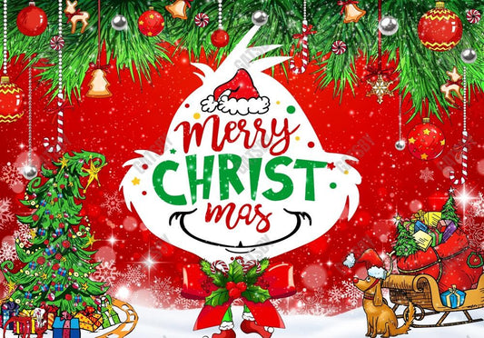 Gatsby Red And Green Merry Grinchmas Birthday Photography Backdrop Gbsx-01080