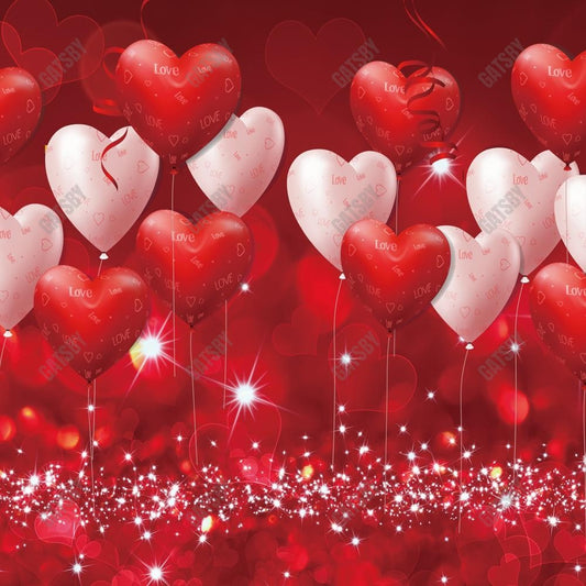 Gatsby Red And Pink Bokeh Heart Balloons Photography Backdrop Gbsx-01274