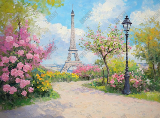 Gatsby Spring Paris Floral Path Photography Backdrop Gbsx-01297