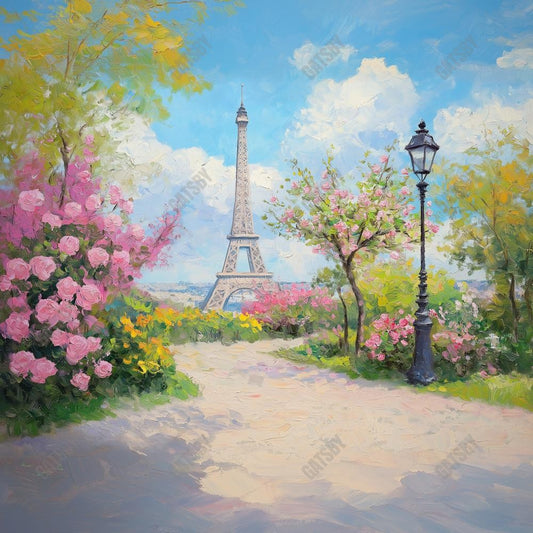 Gatsby Spring Paris Floral Path Photography Backdrop Gbsx-01297