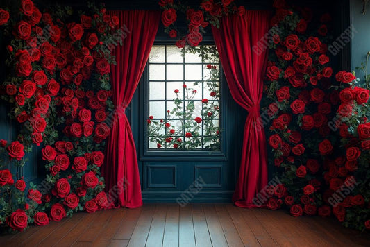 Gatsby Spring Valentine Red Flower Window Photography Backdrop Gbsx-01383