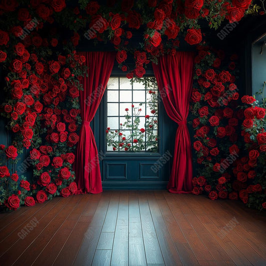 Gatsby Spring Valentine Red Flower Window Photography Backdrop Gbsx-01383