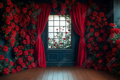 Gatsby Spring Valentine Red Flower Window Photography Backdrop Gbsx-01383