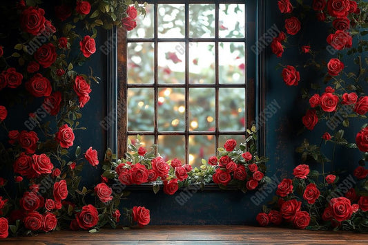 Gatsby Spring Valentine Red Flower Window Photography Backdrop Gbsx-01384