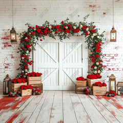 Gatsby Valentine Barn Door Rose Wall Photography Backdrop Gbsx-01311