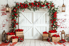 Gatsby Valentine Barn Door Rose Wall Photography Backdrop Gbsx-01311