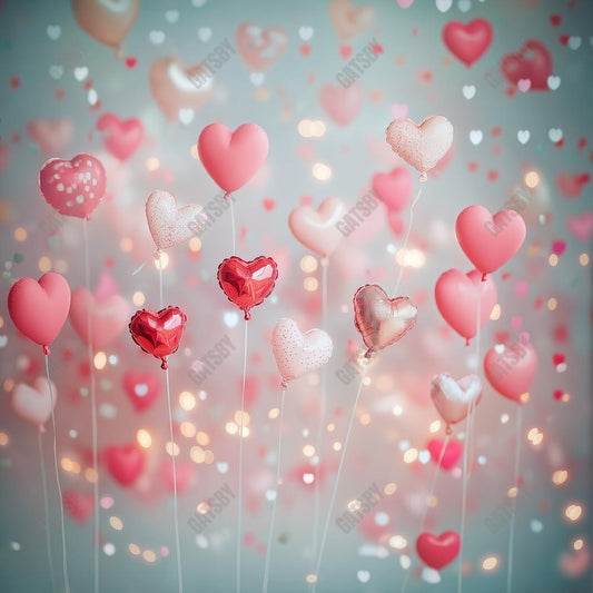 Gatsby Valentine Bokeh Heart Balloons Photography Backdrop Gbsx-01379