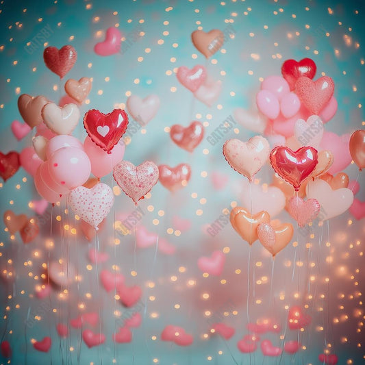 Gatsby Valentine Bokeh Heart Balloons Photography Backdrop Gbsx-01380