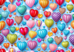 Gatsby Valentine Colorful Hearts Hot Air Balloons Photography Backdrop Gbsx-01244