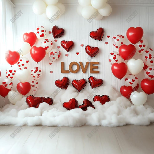 Gatsby Valentine Floral Heart Balloon Photography Backdrop Gbsx-01372
