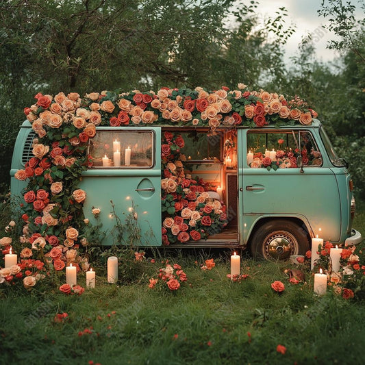 Gatsby Valentine Floral Vintage Campervan Photography Backdrop Gbsx-01327