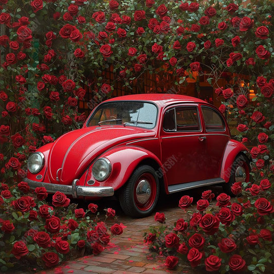 Gatsby Valentine Flower Red Car Photography Backdrop Gbsx-01306
