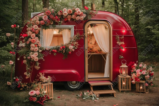 Gatsby Valentine Flowers Outdoor Camping Van Photography Backdrop Gbsx-01323