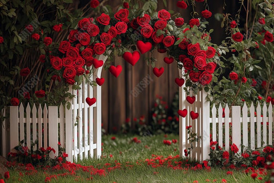 Gatsby Valentine Garden Rose Flower Arch Photography Backdrop Gbsx-01429