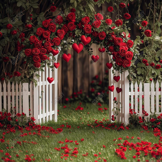 Gatsby Valentine Garden Rose Flower Arch Photography Backdrop Gbsx-01429